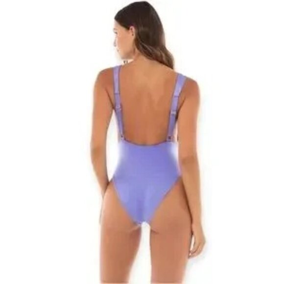 Agua Bendita Ina Plunge One-Piece Swimsuit Lavender SZ XL NWT - Picture 3 of 12